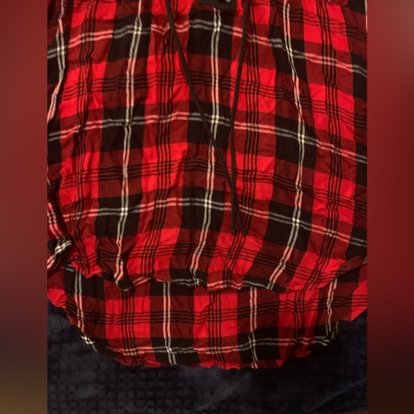 Red and black lace up top. EUC. Size small. - Picture 3 of 11